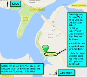 Directions to Lake Tenkiller and Elk Creek Resort and Marina, lake topo maps